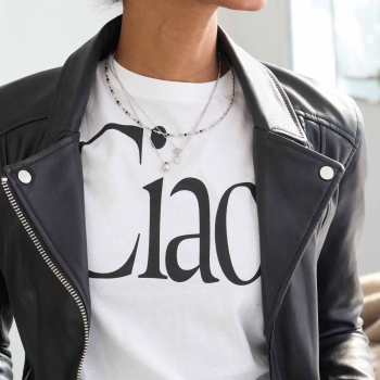 Leonardo Halskette LIZO – Moderner Black & White-Look mit geometrischem Glasdesign